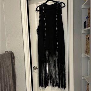 Crazy Train Black Suede Vest with Silver Studs